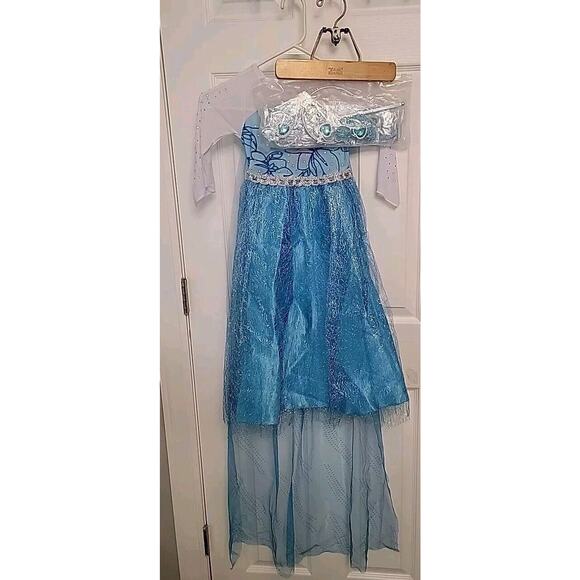Frozen Costume New Queen Dress Up with Hair, Gloves, Wand, Necklace, Sz 3-4, - Picture 6 of 8